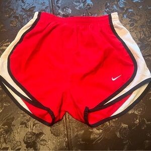 Nike Women's Vibrant Red and White Athletic Shorts